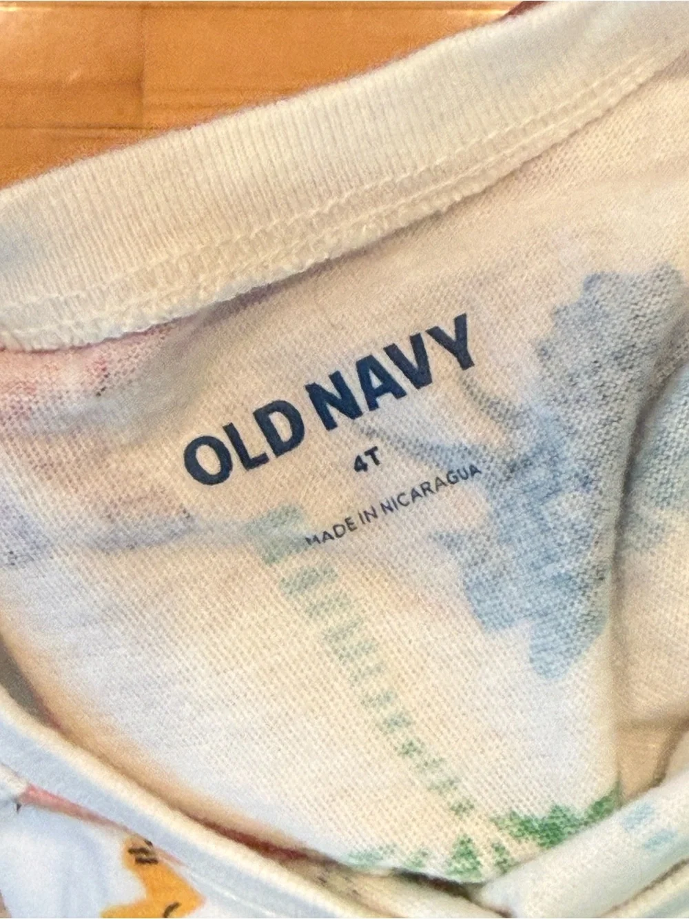 Old Navy White Short Sleeve Tee with Colorful Dinosaur Print